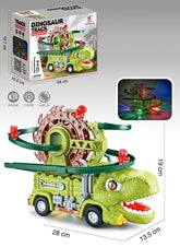 Track Car Railway Dino Roller Coaster Obstacle Avoidance Universal Lights Sounds Dinosaur Truck Toys